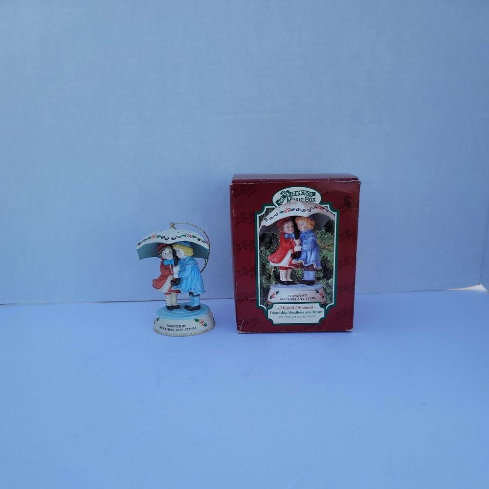 Vtg San Francisco Music Box Musical Ornament "Friendship Weathers any Storm"